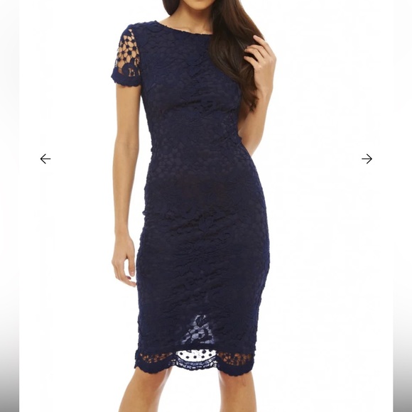 AX Paris Navy Lace Midi Dress - Picture 1 of 5